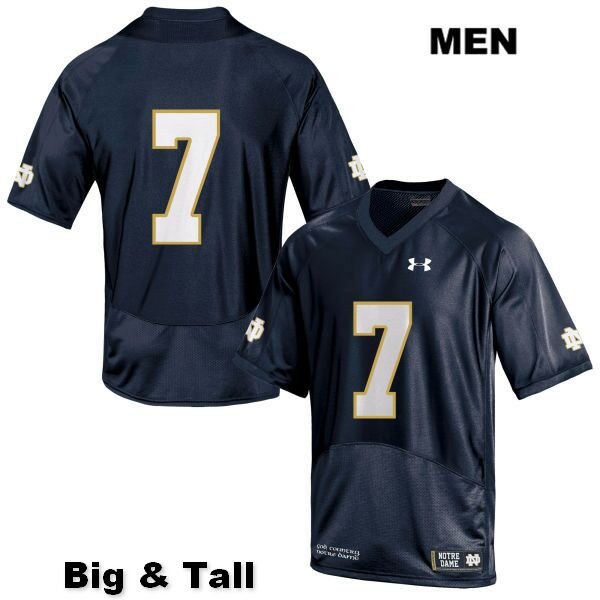 Men's NCAA Notre Dame Fighting Irish #7 Derrik Allen Stitched College Under Armour Authentic Navy Big & Tall No Name Football Jersey BK10K55UR